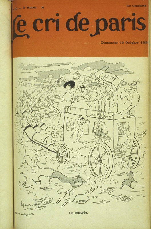 "La rentrée" en couverture du Cri de Paris N°90, caricature de Cappiello