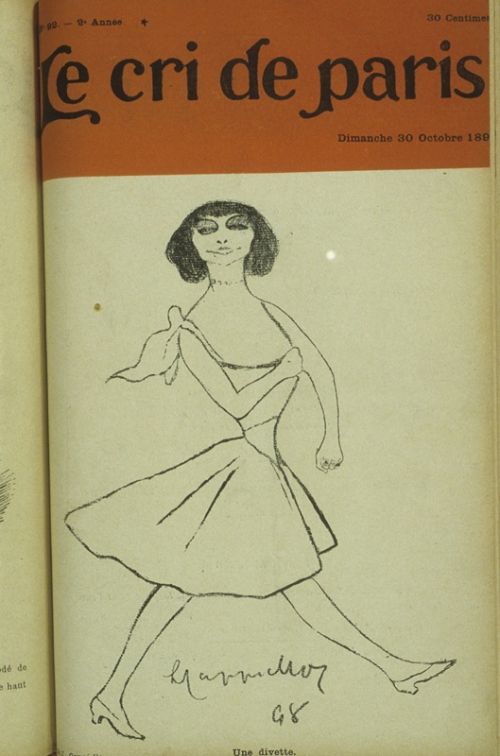 Une divette (Polaire), publié dans Le Cri de Paris, caricature de Cappiello