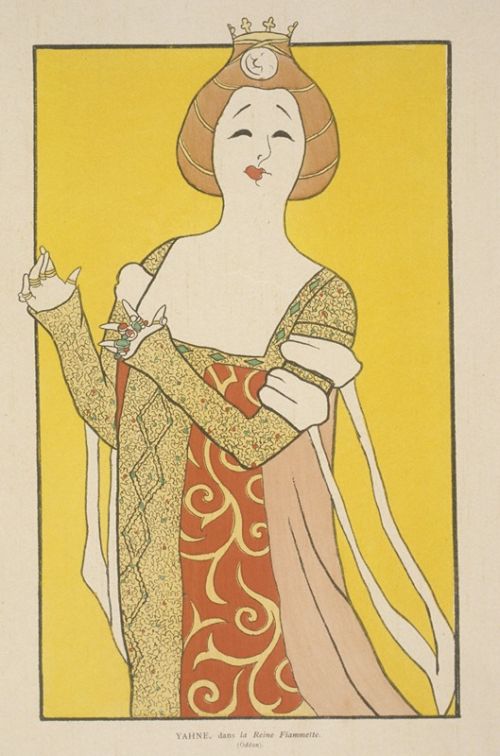Yahne dans "La reine Fiammette,", caricature de Cappiello