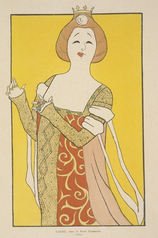 Yahne dans "La reine Fiammette,", caricature de Cappiello