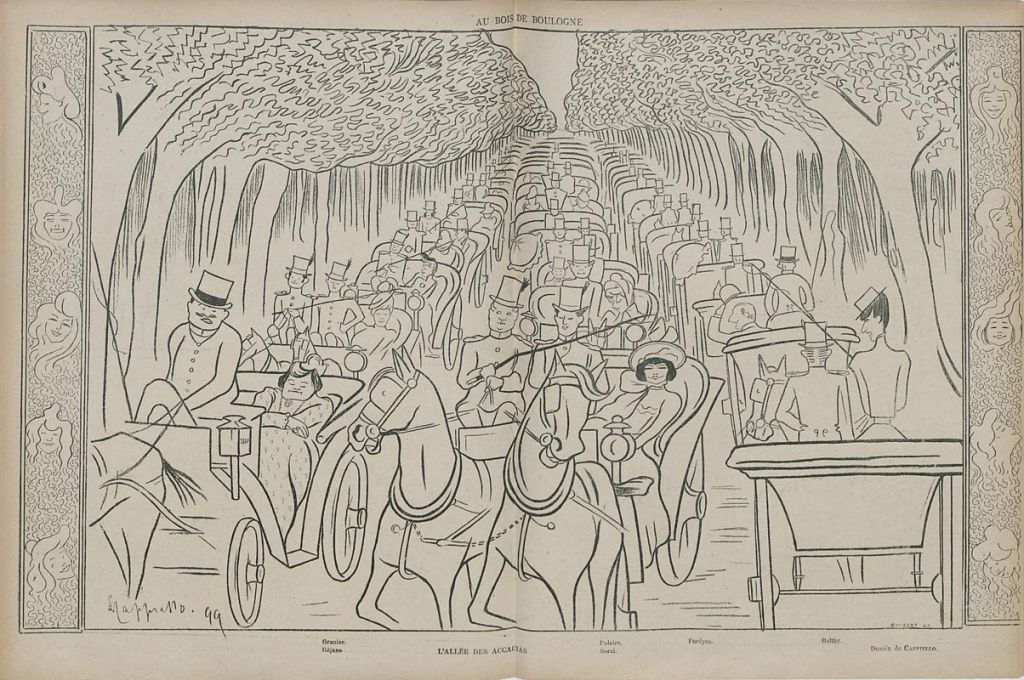 L'allée des Acacias, caricature de Cappiello