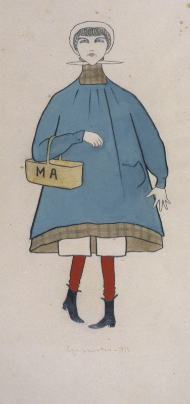Eve Lavallière dans "Le vieux marcheur", original, caricature de Cappiello
