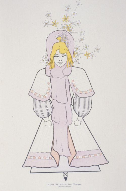 Mariette Sully dans "Véronique", caricature de Cappiello