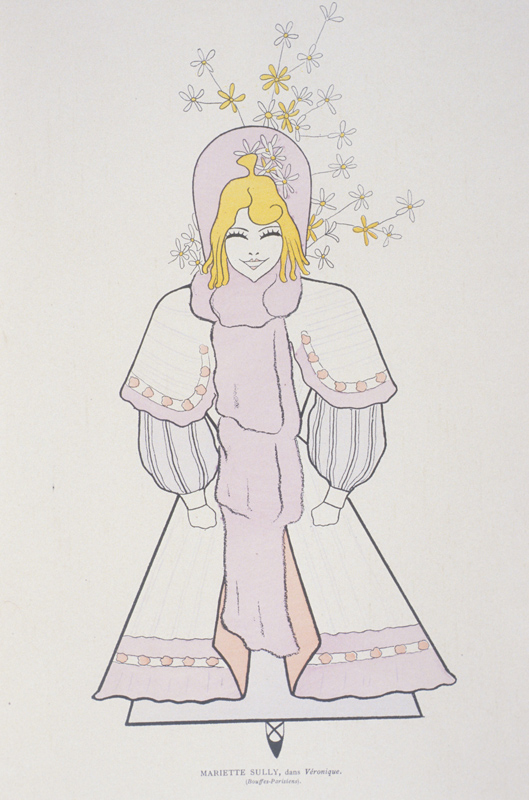 Mariette Sully dans "Véronique", caricature de Cappiello