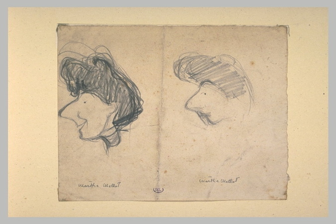 Deux têtes de Marthe Mellot, vignette, caricature de Cappiello