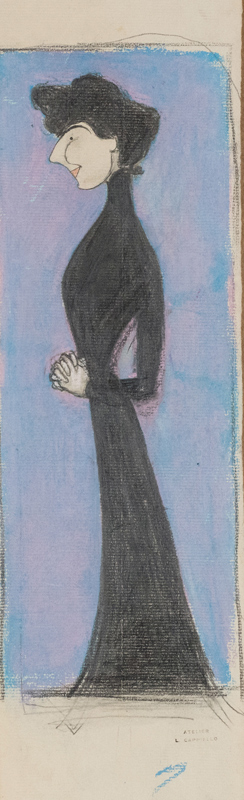 Marthe Mellot du théâtre Antoine, esquisse préparatoire, caricature de Cappiello
