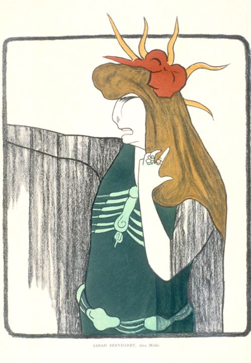 Sarah Bernhardt dans Médée, caricature de Cappiello