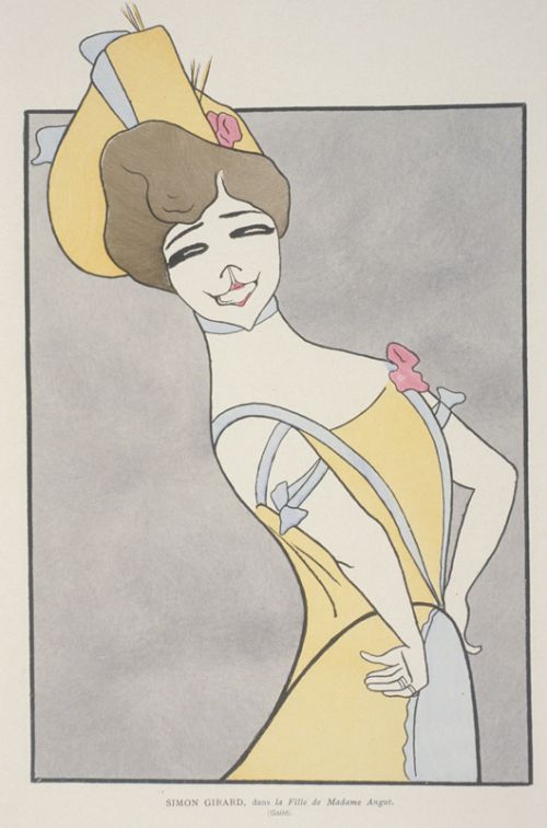 Simon-Girad dans "La fille de madame Angot", caricature de Cappiello