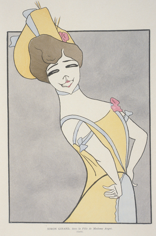 Simon-Girad dans "La fille de madame Angot", caricature de Cappiello