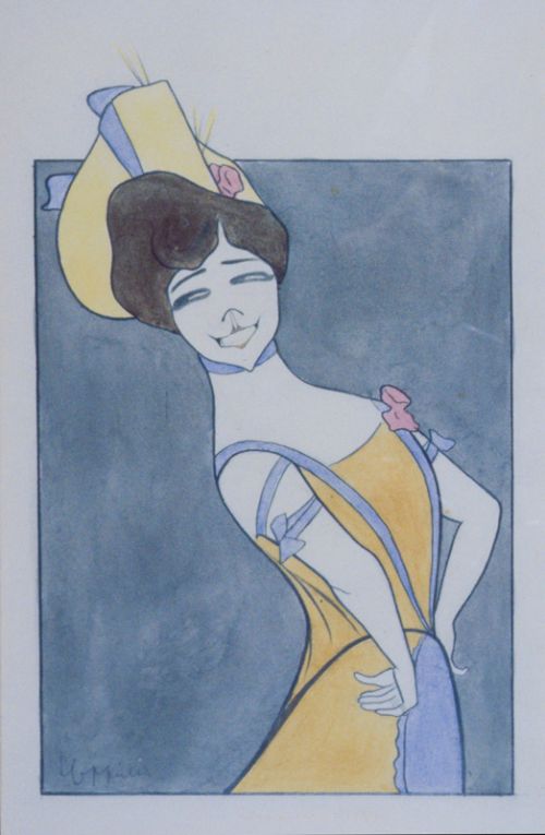 Simon-Girard dans "La fille de madame Angot", original, caricature de Cappiello
