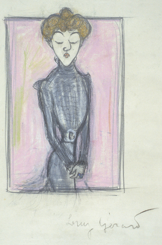 Lucie Gérard dans "Le voyage autour du code", original, caricature de Cappiello