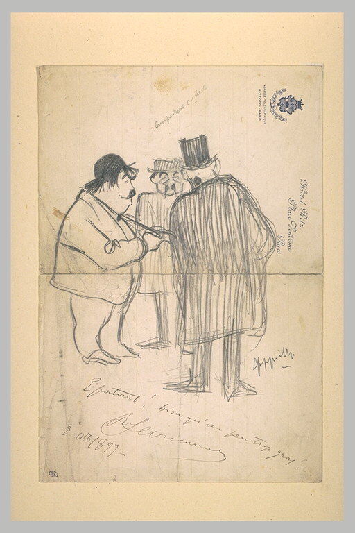 Leoncarvallo en conversation, original, caricature de Cappiello