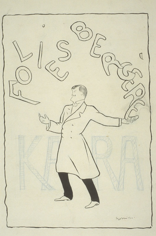 Kara aux Folies Bergère, original, caricature de Cappiello