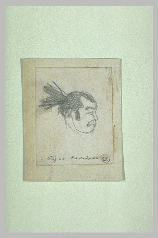 Vignette préparatoire de Otojiro Kawakami, caricature de Cappiello