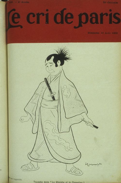 Tsusaka dans "La Gheisha et le Chevalier", caricature de Cappiello