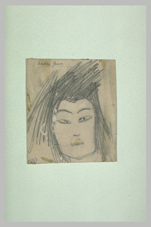 Sada Yacco, vignette préparatoire, caricature de Cappiello