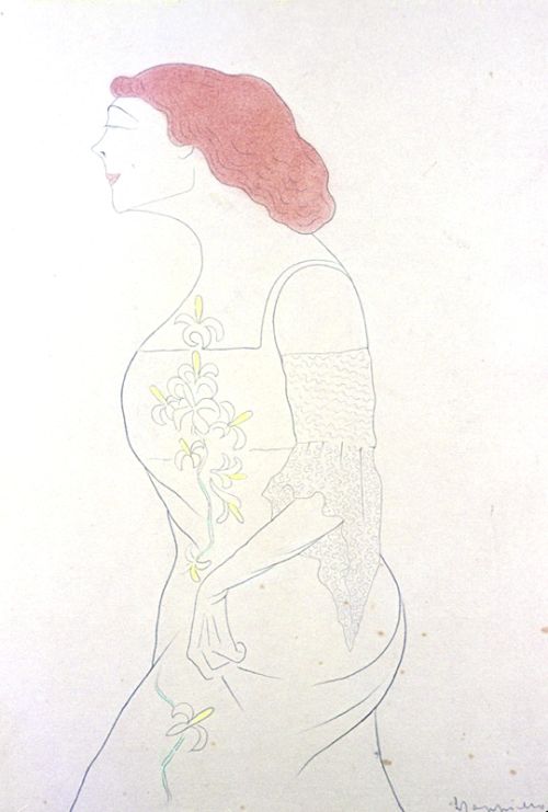 Jane Hading ou "la demi-vierge" rêvée, caricature, original de Cappiello