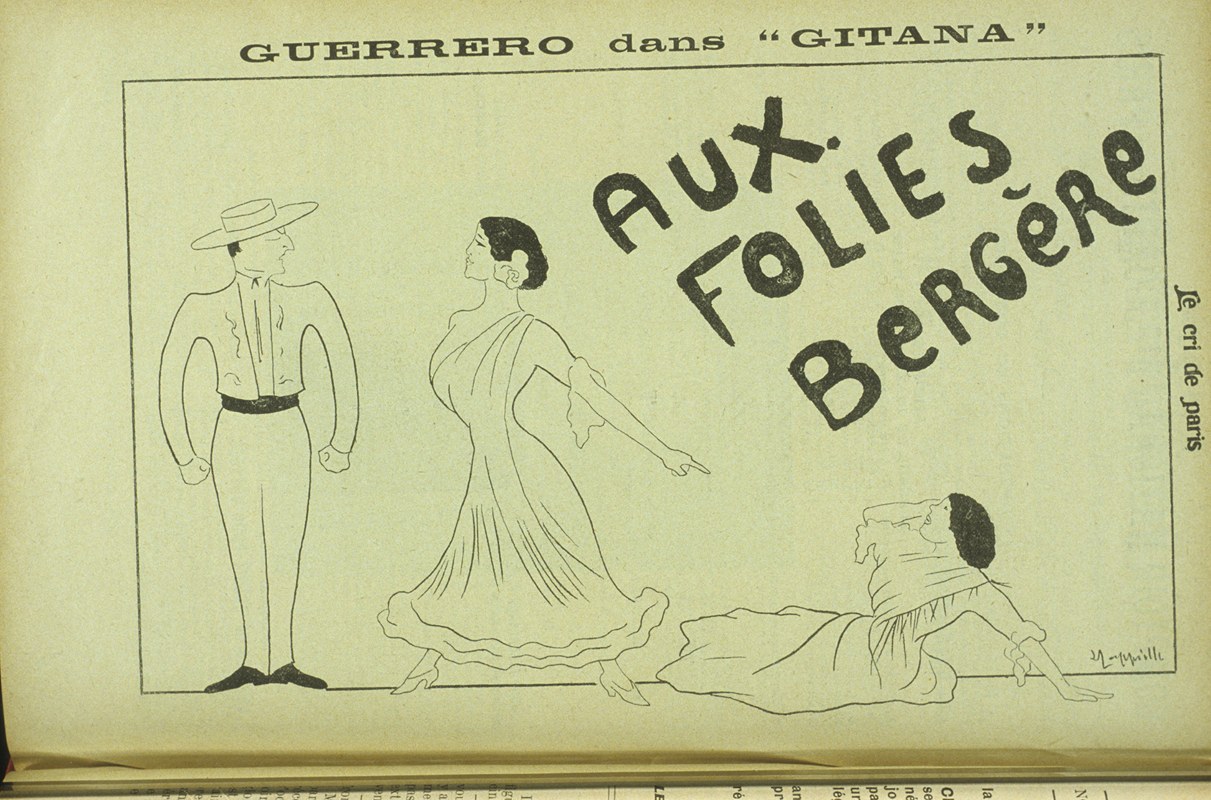 Guerrero dans Gitana aux Folies Bergère, caricature de Cappiello