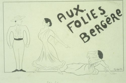 Guerrero dans Gitana aux Folies Bergère, original, caricature de Cappiello