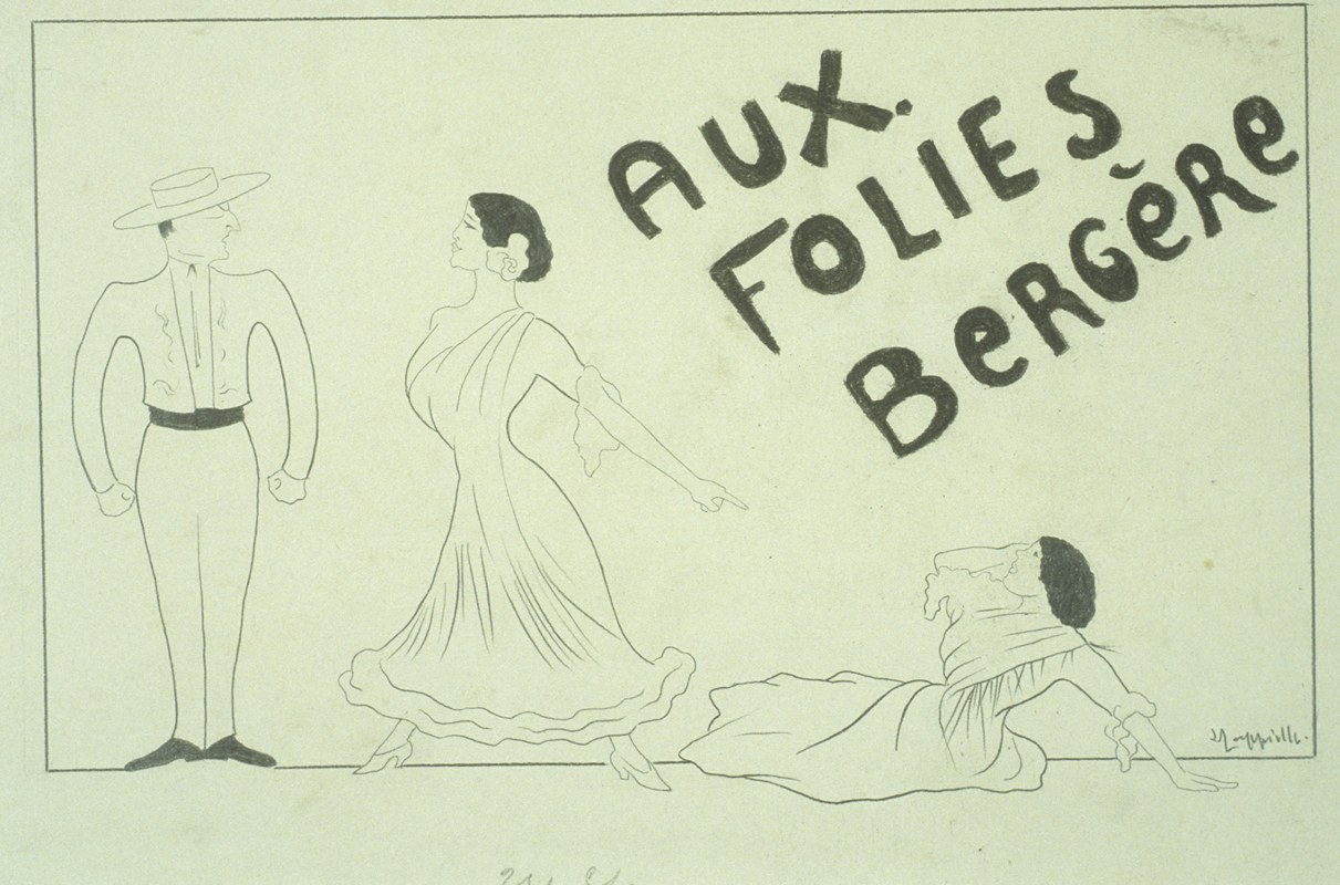 Guerrero dans Gitana aux Folies Bergère, original, caricature de Cappiello