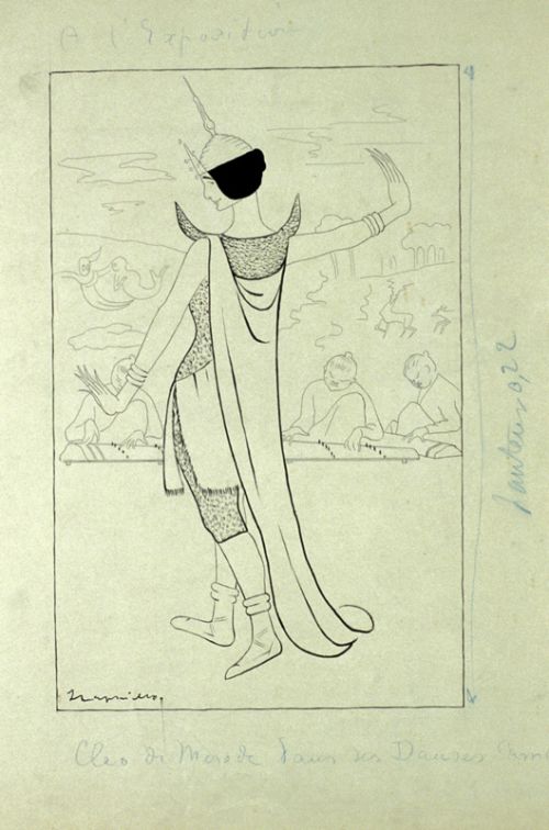 Cléo de Mérode et ses Dances Cambodgiennes à l'Exposition, original, caricature de Cappiello