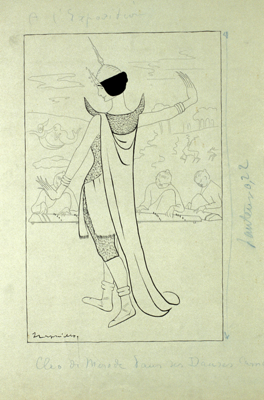 Cléo de Mérode et ses Dances Cambodgiennes à l'Exposition, original, caricature de Cappiello