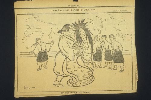 Sada Jacco et sa troupe, caricature de Cappiello