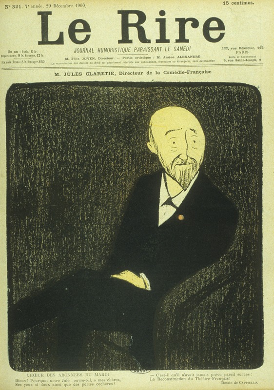 Jules Clartie, Directeur de la Comédie-française, caricature de Cappiello