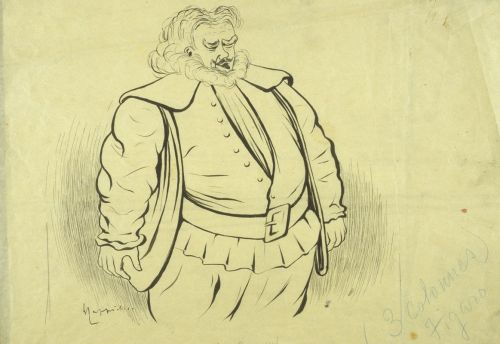 Victor Maurel dans Falstaff, original, caricature de Cappiello