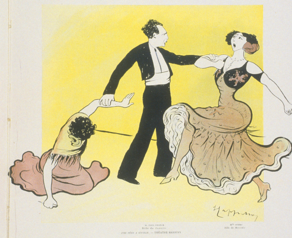 "Une fête à Séville", variante, caricature de Cappiello