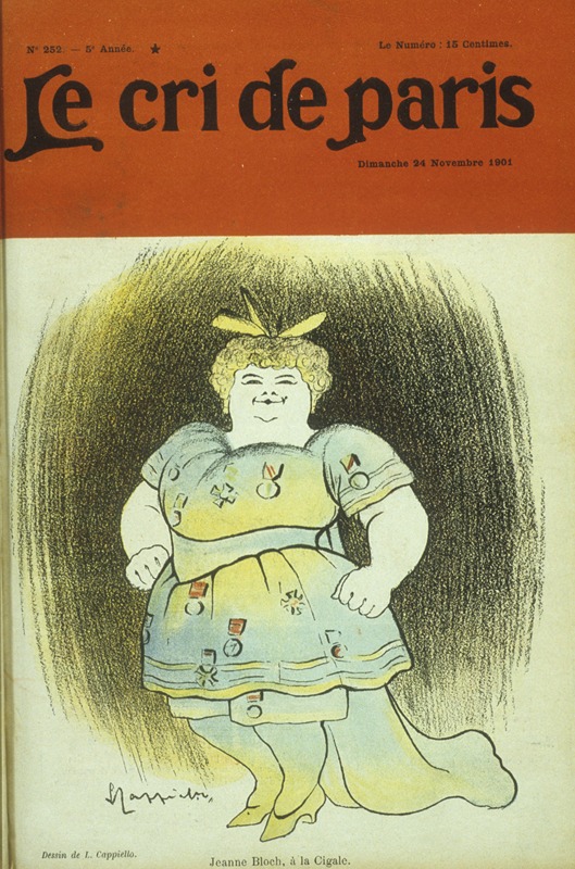 "Jeanne Bloch, à la Cigale" - caricature de Cappiello