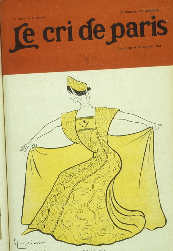 "Aux Folies Bergère, Cléo de Mérode dans Lorenza", caricature de Cappiello