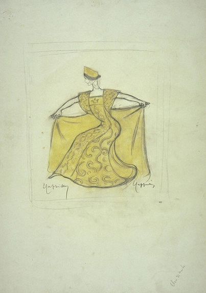 Cléo de Mérode dans Lorenza aux Folies Bergère, original, caricature de Cappiello