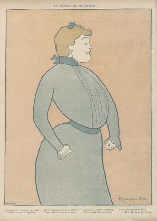 La rentrée de Mily-Meyer, caricature de Cappiello
