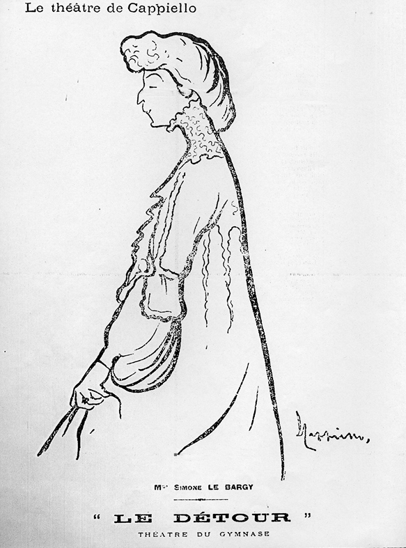 Madame Simone dans Le Détour, caricature de Cappiello