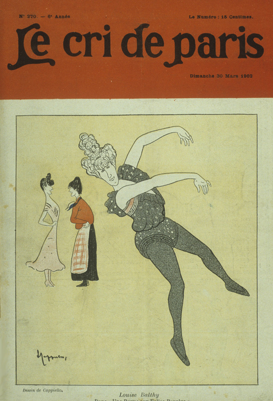 Louise Balthy "dans une revue aux Folies-Bergère", caricature de Cappiello