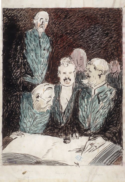 Régnier, Masson, Donnay et Richepin à l'Académie Française. Caricature de Cappiello