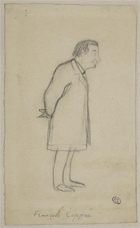 François Coppée en pied, vignette, caricature de Cappiello