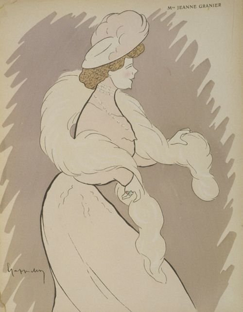 Caricature de Jeanne Granier par Cappiello,. parue dans l'Album Lefevre-Utile,