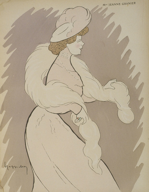 Caricature de Jeanne Granier par Cappiello,. parue dans l'Album Lefevre-Utile,