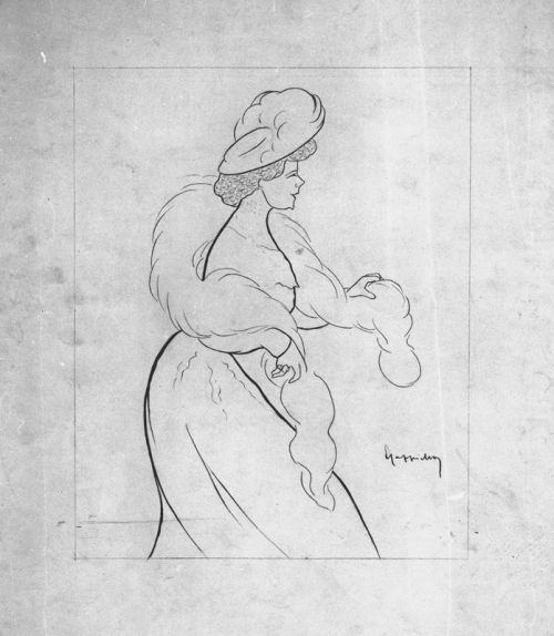 Jeanne Granier, caricature originale de Cappiello publié dans l'Album Lefèvre-Utile