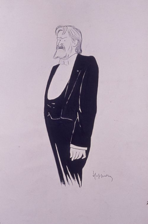 Caricature de Mounet-Sully par Cappiello, original publié dans l'album Lefèvre-Utile.