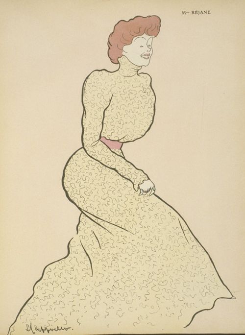 Réjane dans l'Album Lefevre-Utile, caricature de Cappiello