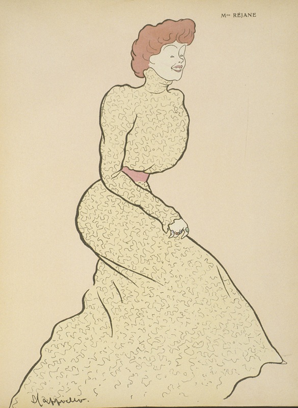 Réjane dans l'Album Lefevre-Utile, caricature de Cappiello