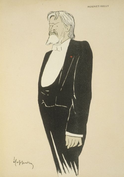 Caricature de Mounet-Sully publiée dans l'Album Lefèvre-Utile.