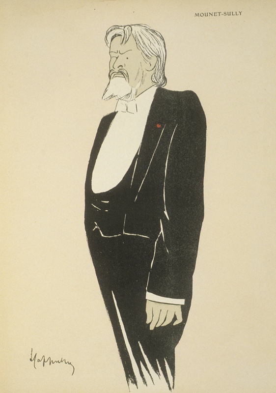 Caricature de Mounet-Sully publiée dans l'Album Lefèvre-Utile.