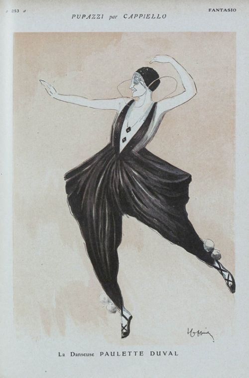 la danseuse Paulette Duval, caricature de Cappiello