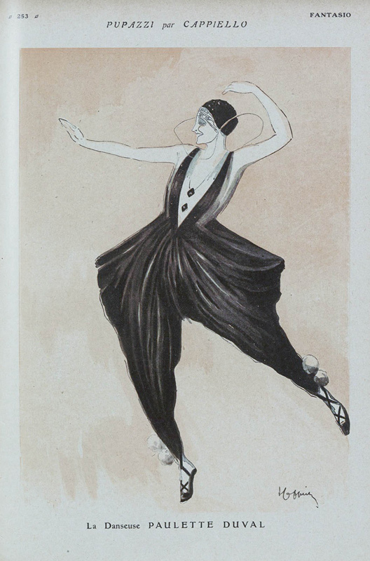 la danseuse Paulette Duval, caricature de Cappiello