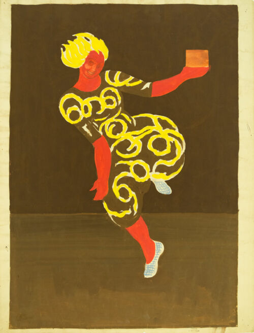 1928 ca. - 1928203E0 : Une ménagère saute de joie car elle passe son balai avec une grande facilité.