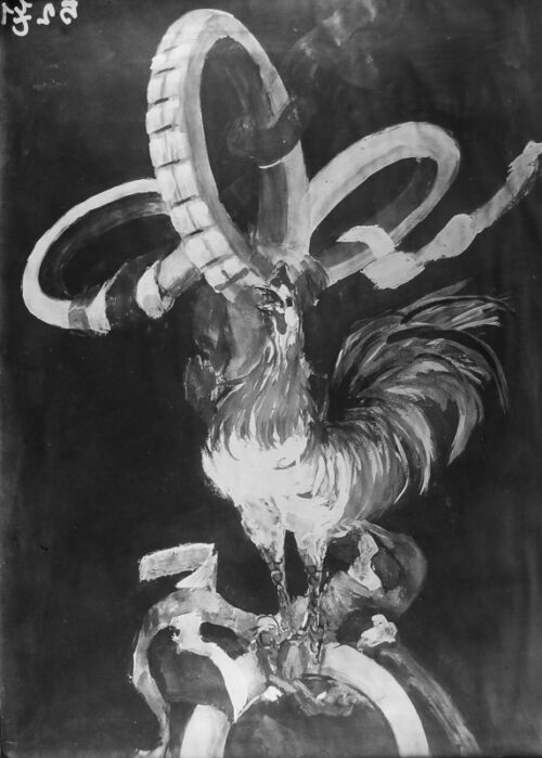 1922 - Un coq hardi est posé sur une chope de bière et chante.